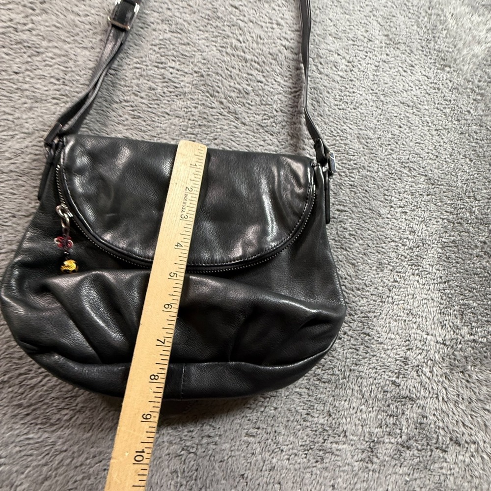 Margot Anthropologie Black Leather Crossbody Foldover Purse Bag Adjustable - Picture 9 of 10